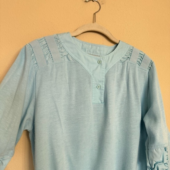 Vintage 80s 90s H.G. Sport Sky Blue Rugged Sleeve Sweater Size M Retro Pullover - Picture 4 of 16